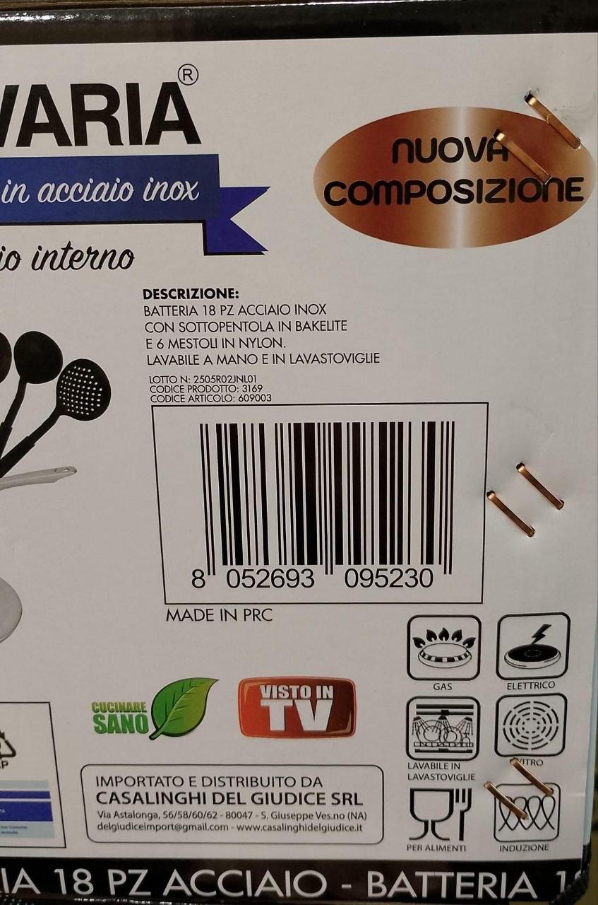 BATTERIA 18 PEZZI IN ACCIAIO INOX – ELEGANZA E QUALITÀ IN CUCINA
