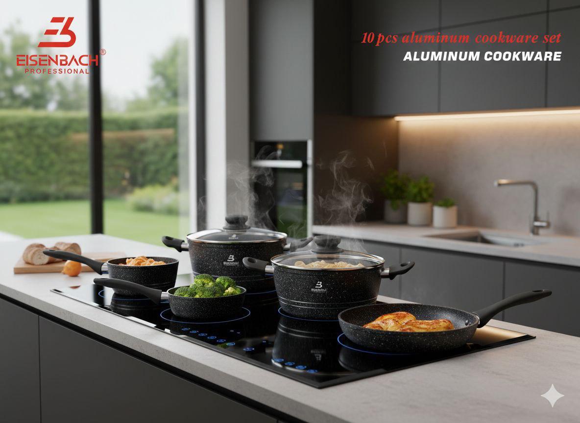 Batteria da Cucina 10 Pezzi in Alluminio – Praticità e Leggerezza