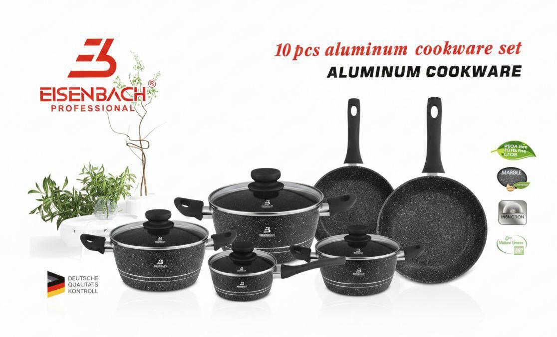 Batteria da Cucina 10 Pezzi in Alluminio – Praticità e Leggerezza