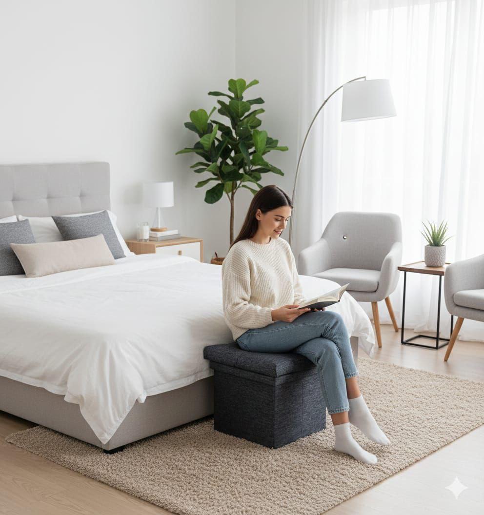 Pouf Contenitore Pieghevole – Pratico e Confortevole