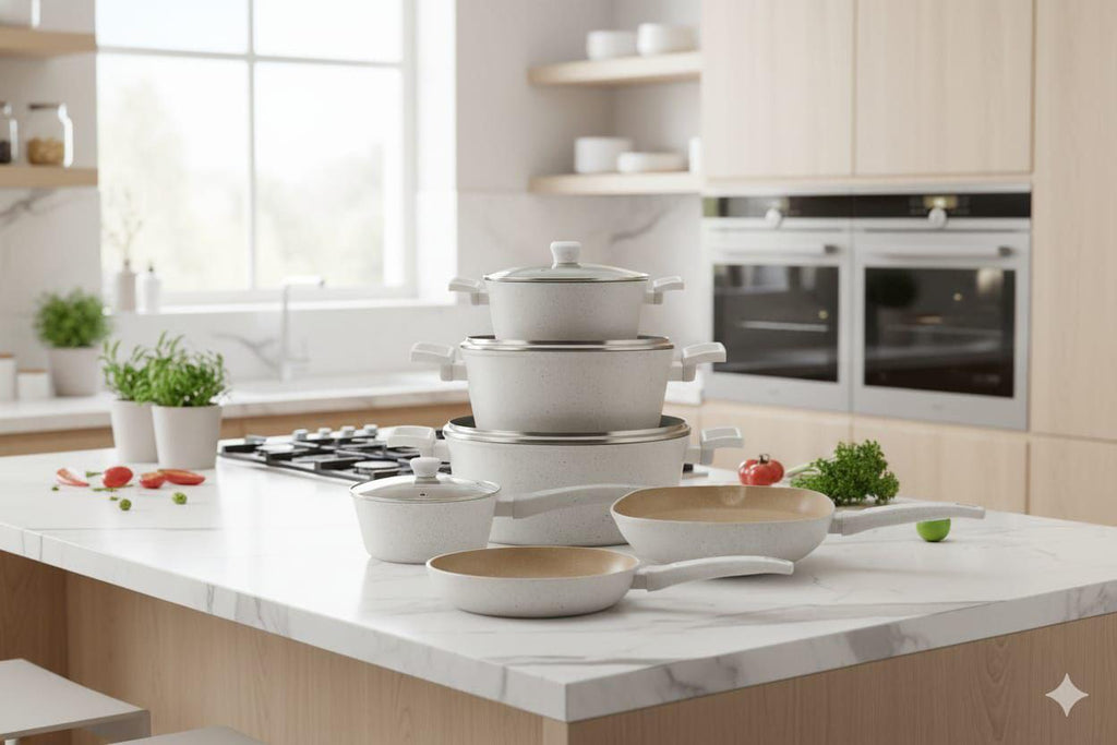 Batteria 10 Pezzi in Alluminio Forgiato – Cucina Facile e Resistente!