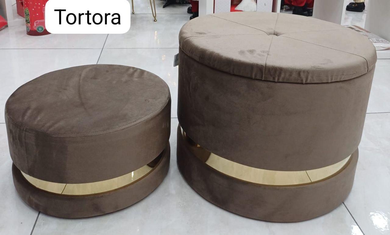 Pouf in Velluto 2 Pezzi con Fascia Oro – Comfort e Design Chic