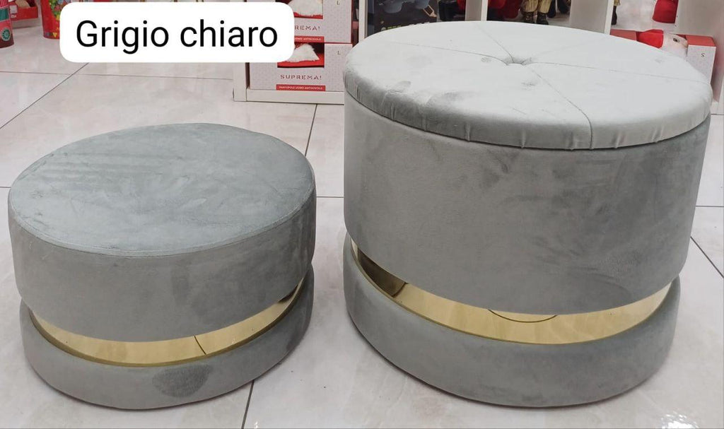 Pouf in Velluto 2 Pezzi con Fascia Oro – Comfort e Design Chic