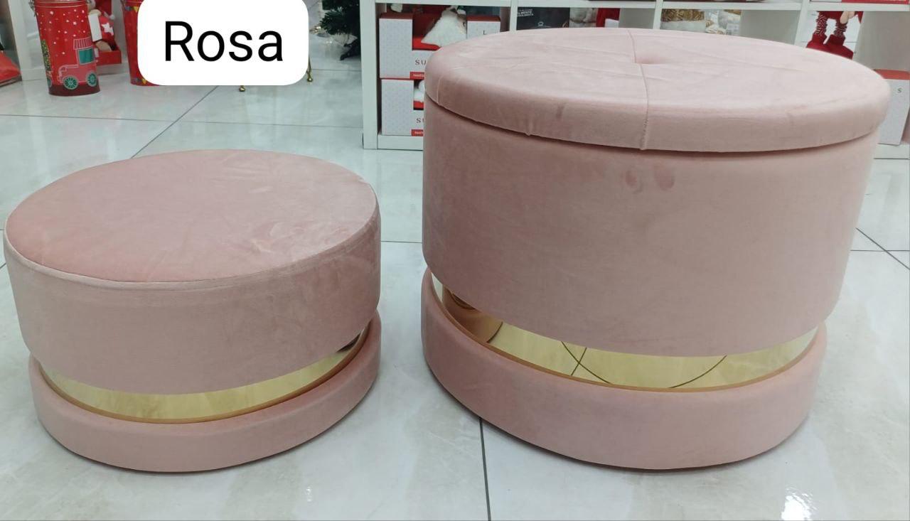 Pouf in Velluto 2 Pezzi con Fascia Oro – Comfort e Design Chic