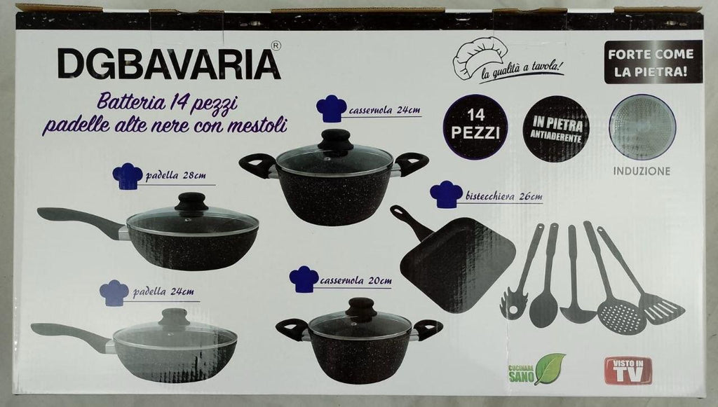 Batteria Cucina 14 Pezzi Completa – Padelle, Tegami e Mestoli Inclusi