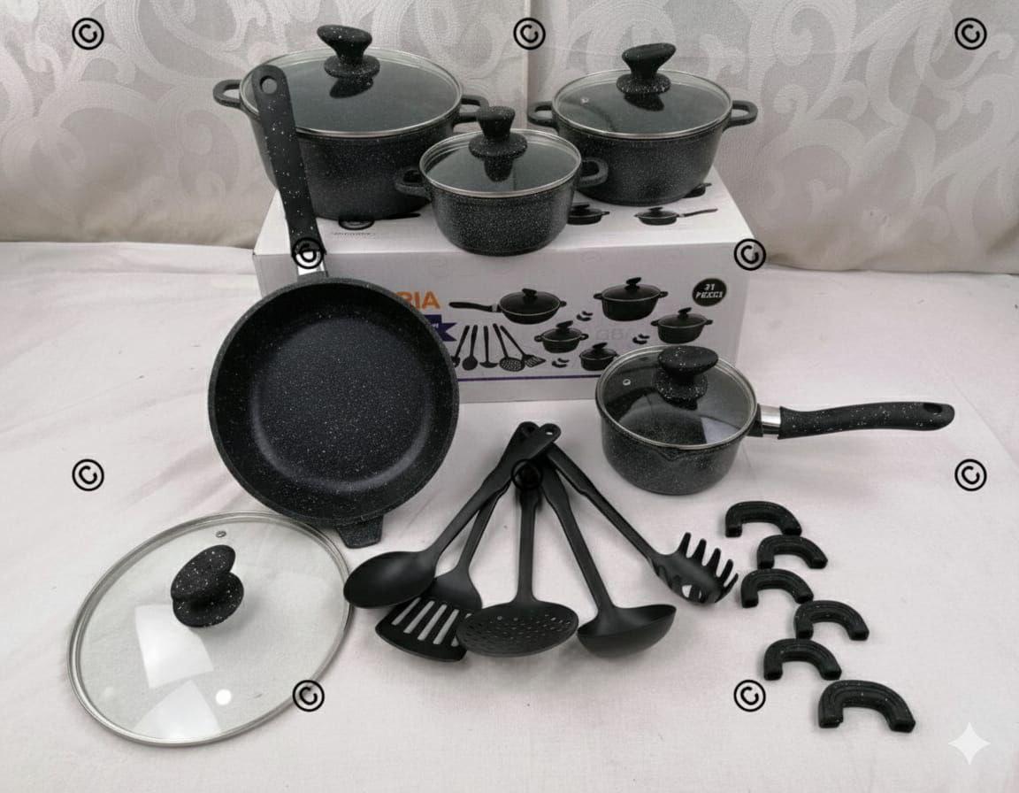 Batteria 21 Pezzi Bavaria 🤩 In Pietra Antiaderente – Super Completa!