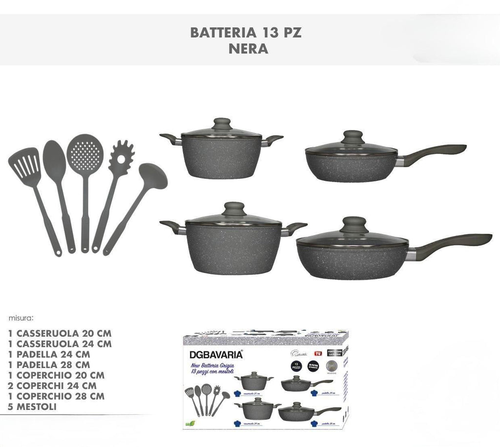 Set Cucina 13 Pezzi – Rivestimento in Pietra Lavica Antiaderente