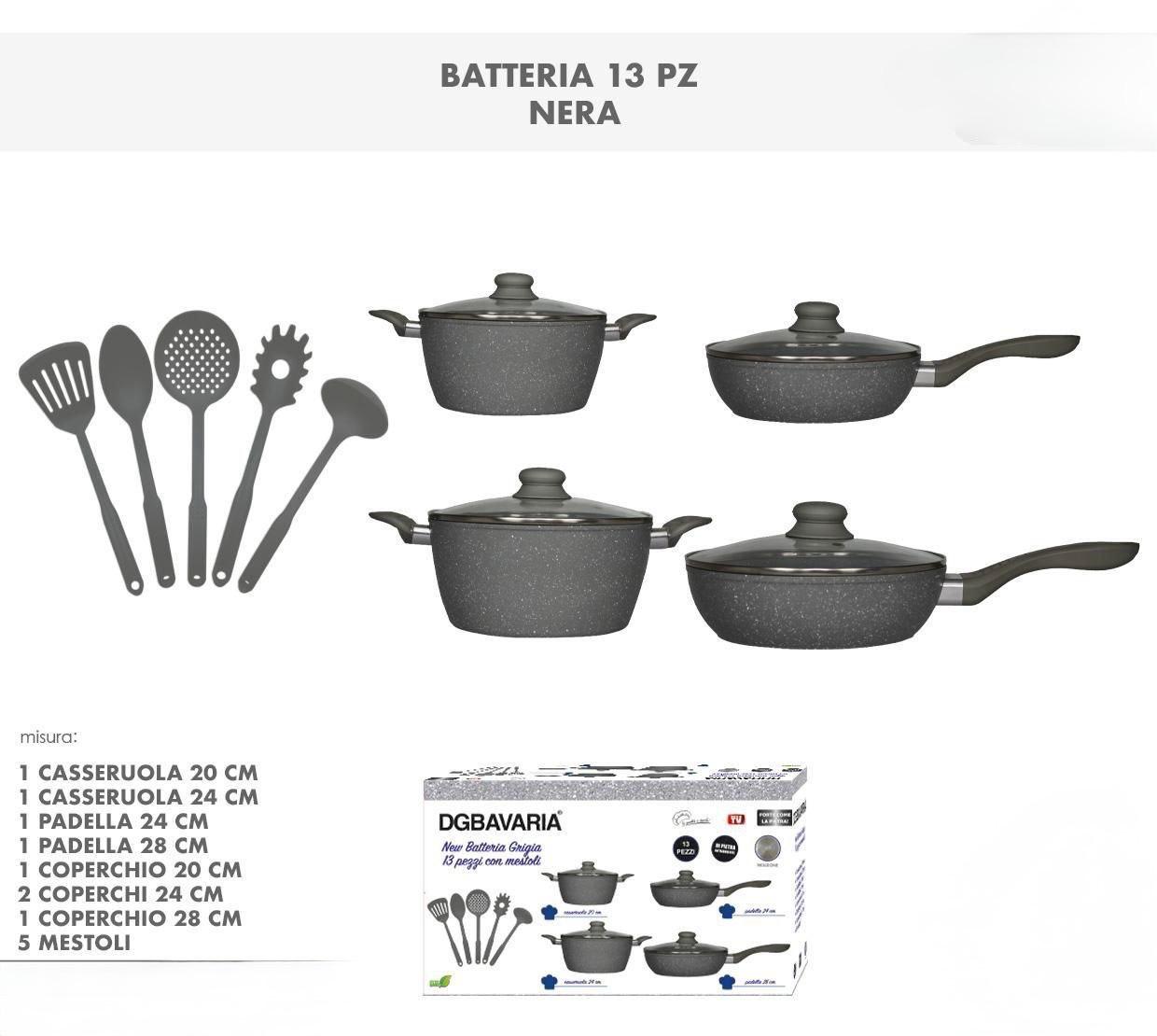 Set Cucina 13 Pezzi – Rivestimento in Pietra Lavica Antiaderente