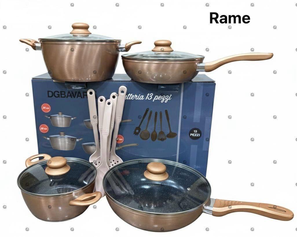 Set Cucina 13 Pezzi – Rivestimento in Pietra Lavica Antiaderente