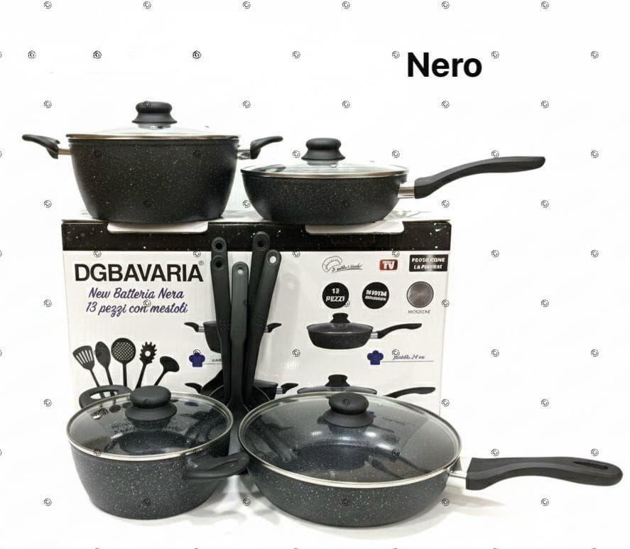 Set Cucina 13 Pezzi – Rivestimento in Pietra Lavica Antiaderente