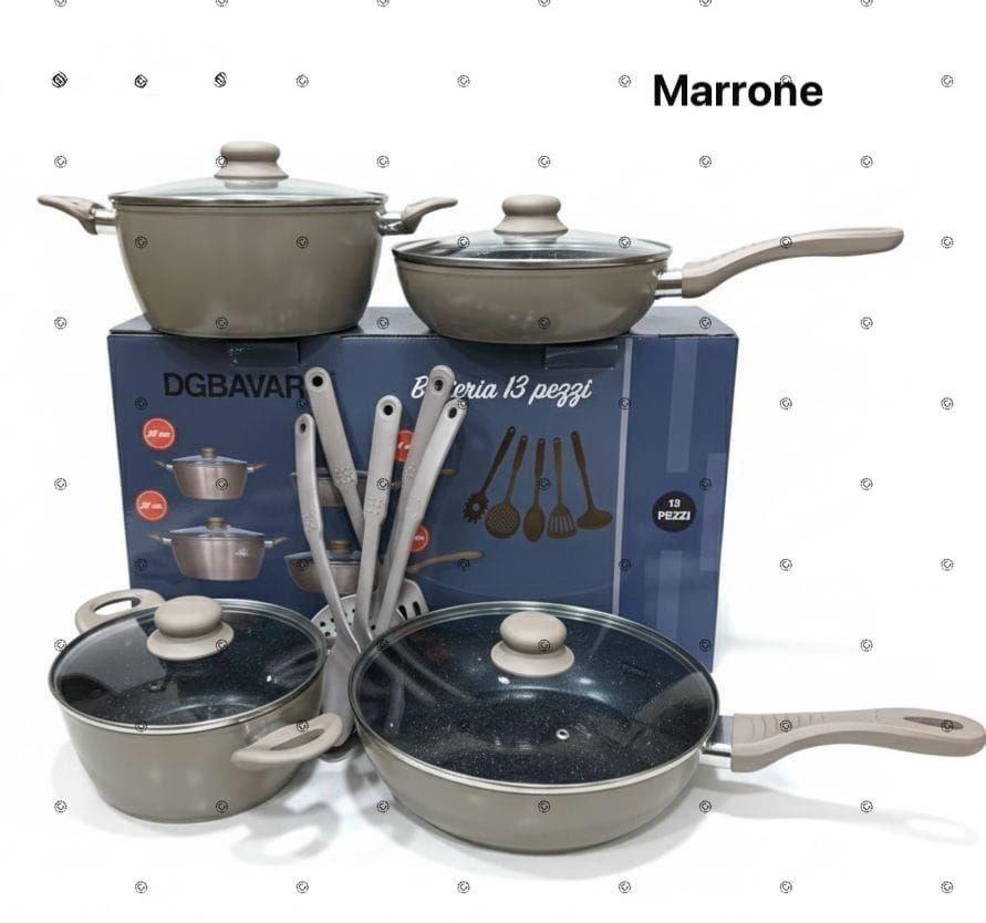 Set Cucina 13 Pezzi – Rivestimento in Pietra Lavica Antiaderente