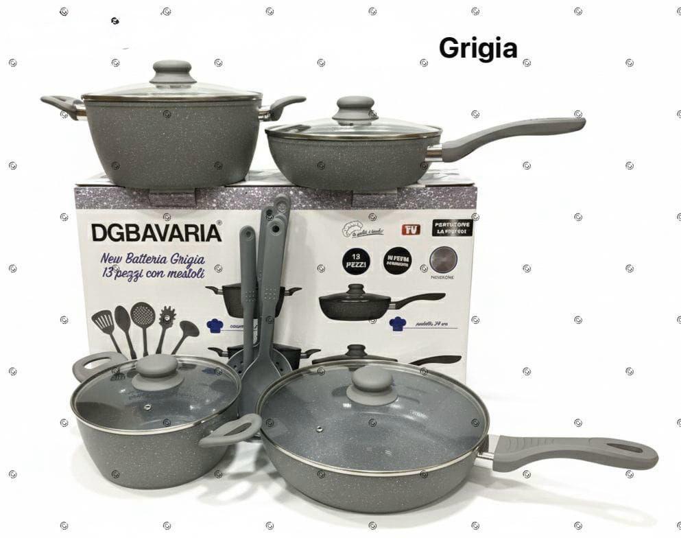 Set Cucina 13 Pezzi – Rivestimento in Pietra Lavica Antiaderente
