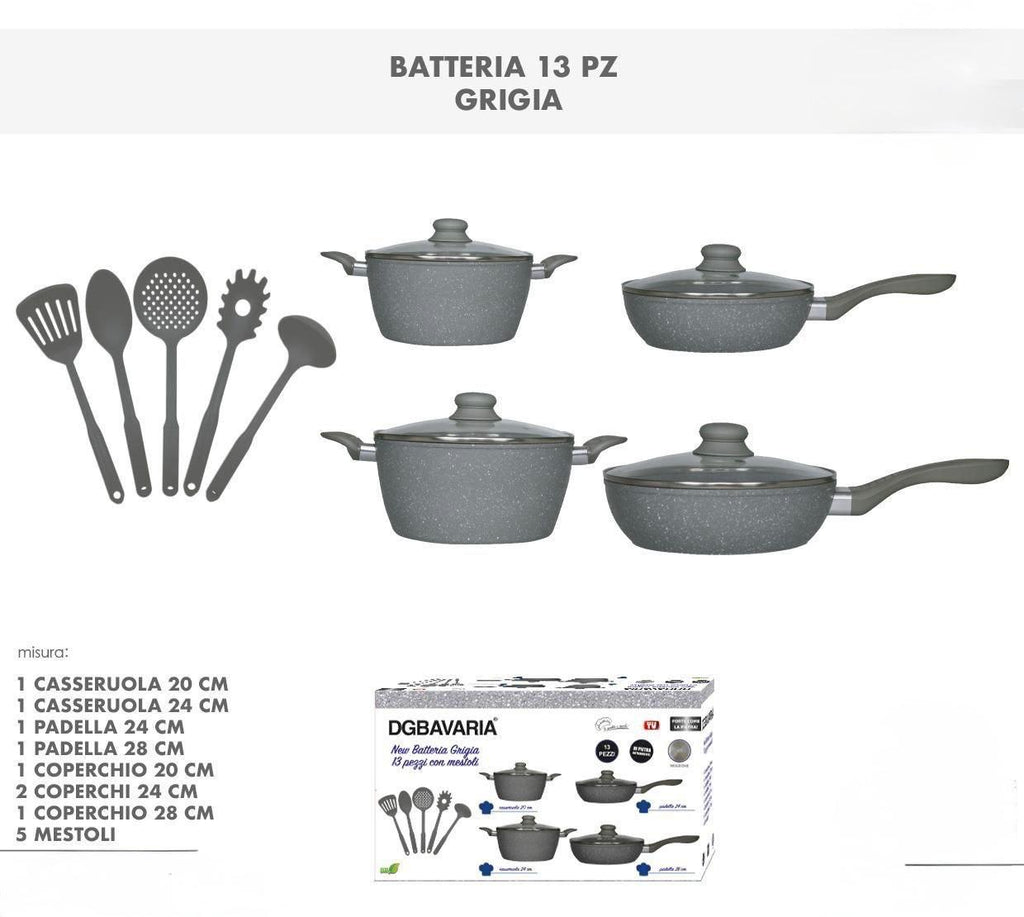 Set Cucina 13 Pezzi – Rivestimento in Pietra Lavica Antiaderente