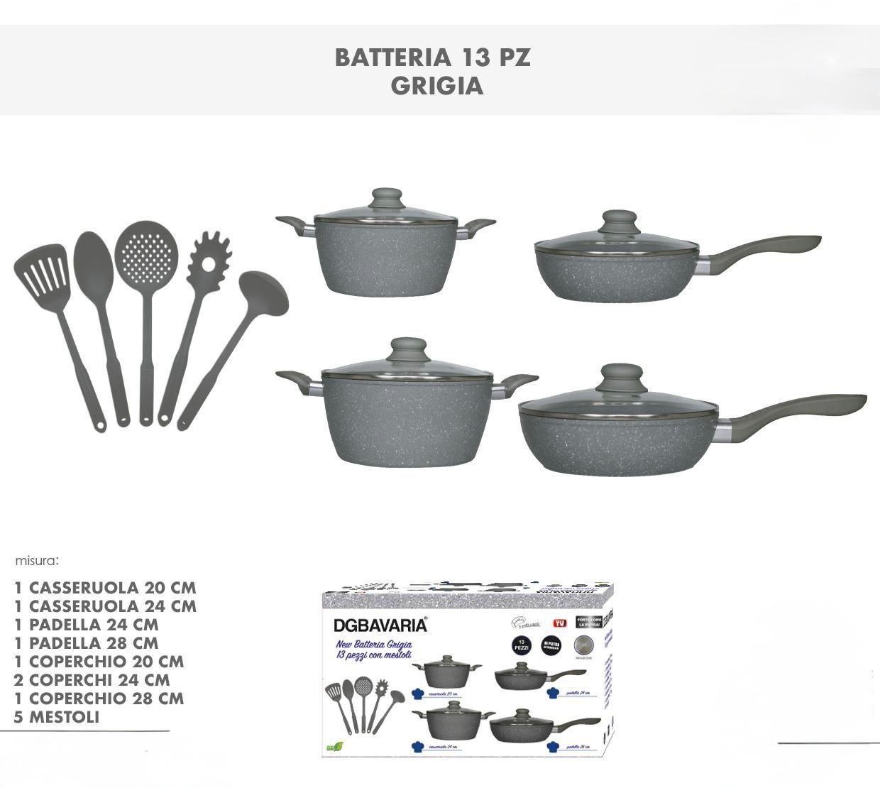 Set Cucina 13 Pezzi – Rivestimento in Pietra Lavica Antiaderente