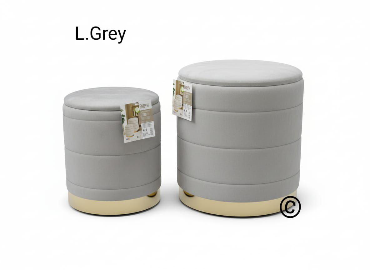 Pouf in Velluto Morbido 2 Pezzi – Con Fascia Oro di Design