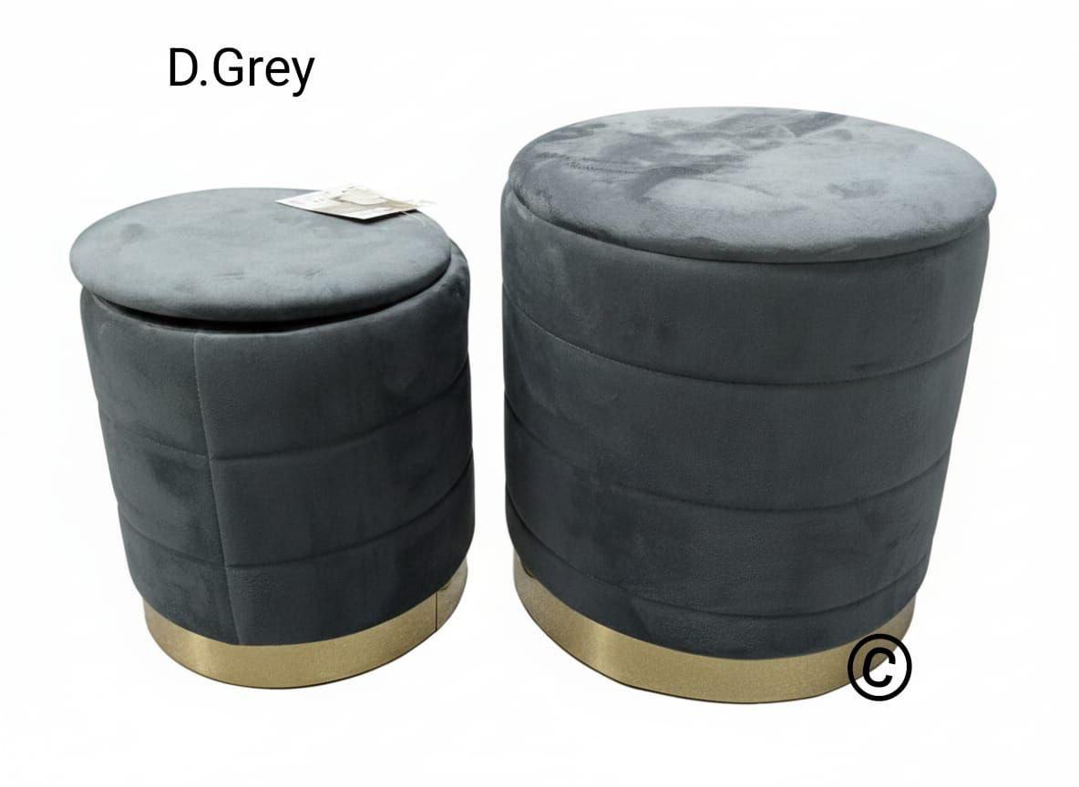 Pouf in Velluto Morbido 2 Pezzi – Con Fascia Oro di Design