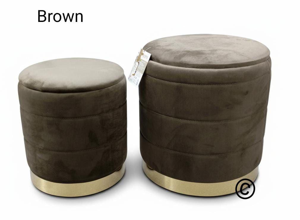 Pouf in Velluto Morbido 2 Pezzi – Con Fascia Oro di Design
