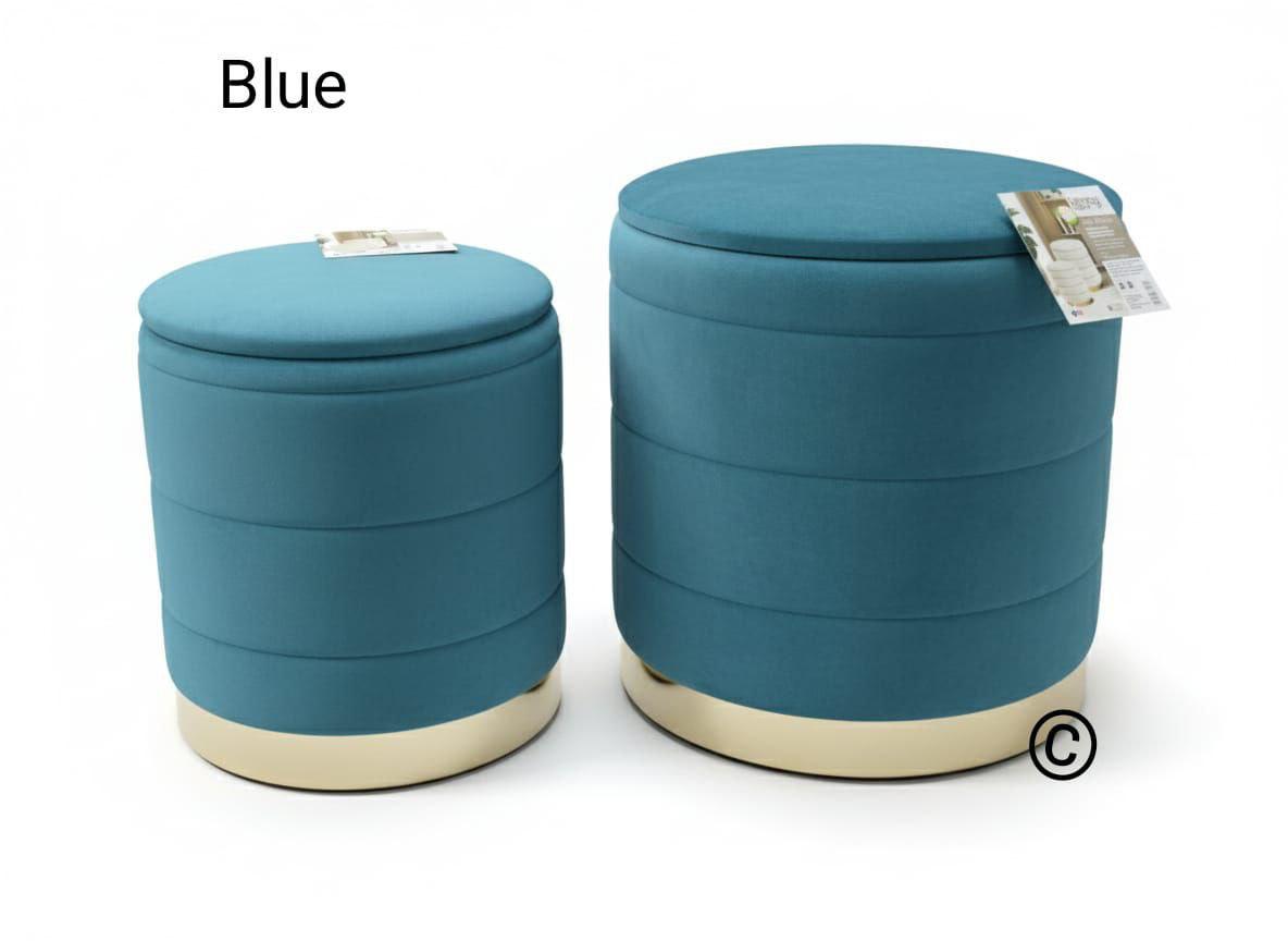 Pouf in Velluto Morbido 2 Pezzi – Con Fascia Oro di Design