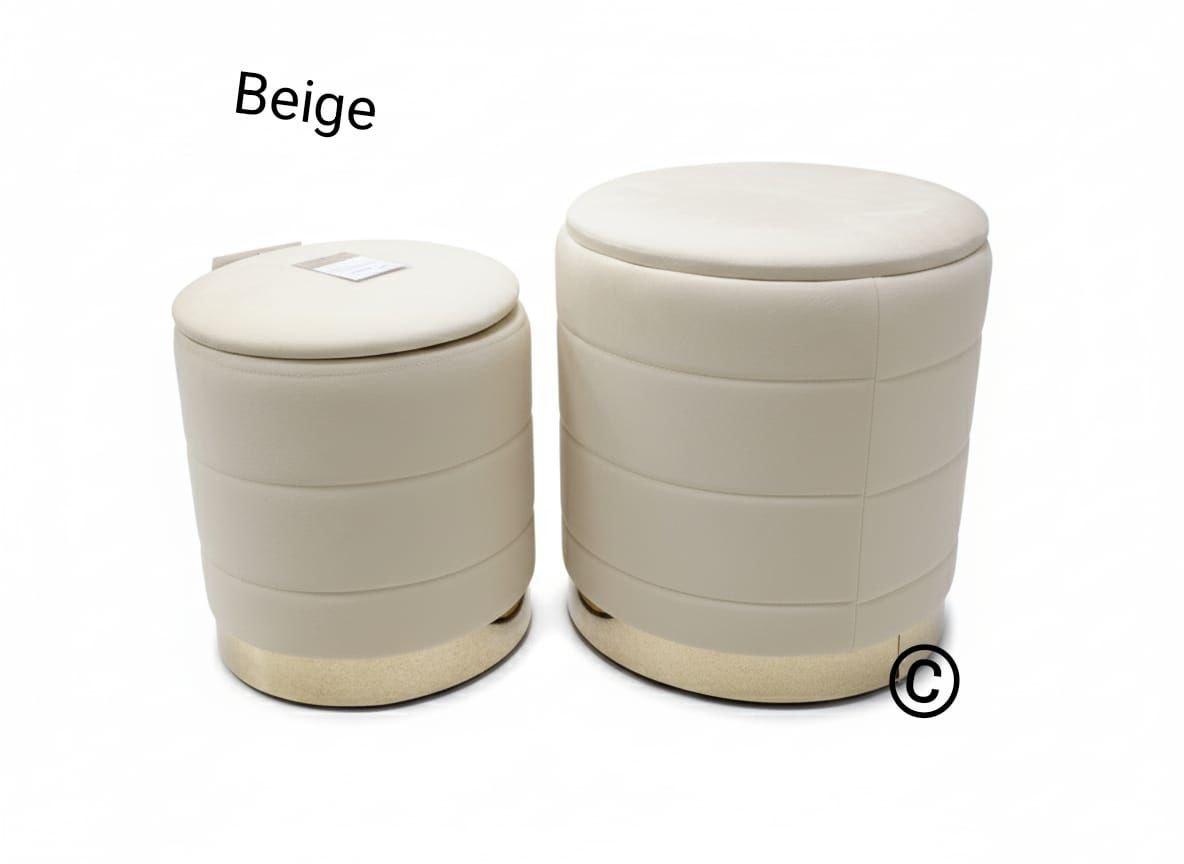 Pouf in Velluto Morbido 2 Pezzi – Con Fascia Oro di Design