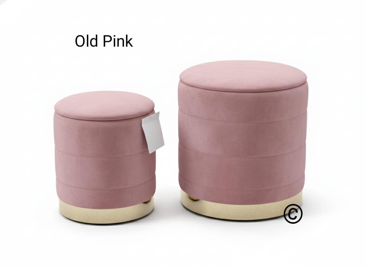 Pouf in Velluto Morbido 2 Pezzi – Con Fascia Oro di Design
