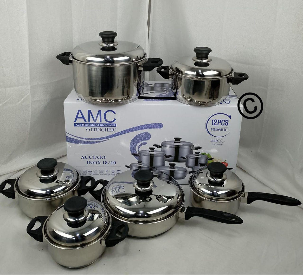 Batteria Cucina 12 Pezzi in Acciaio Inox 18/10 – Duratura e Affidabile