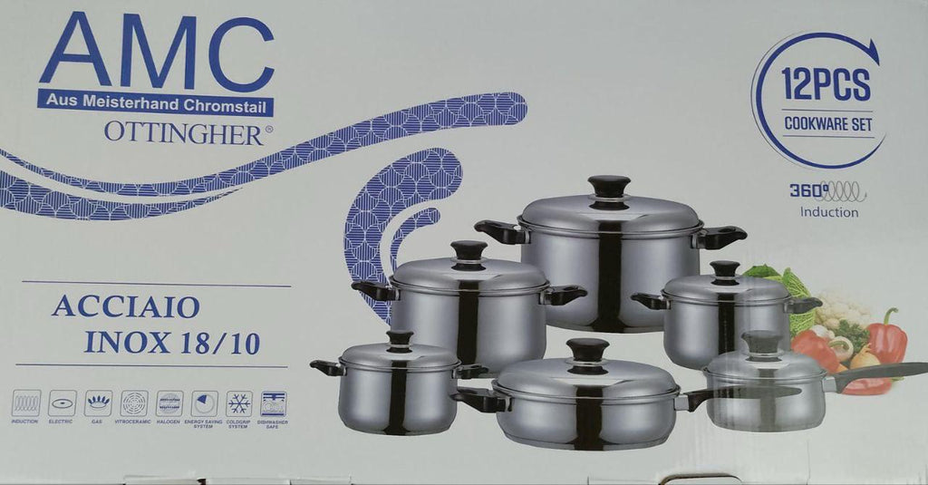 Batteria Cucina 12 Pezzi in Acciaio Inox 18/10 – Duratura e Affidabile
