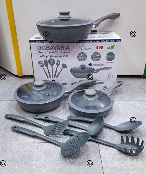 Batteria 11 Pezzi in Pietra Antiaderente – Cucina Senza Attaccare