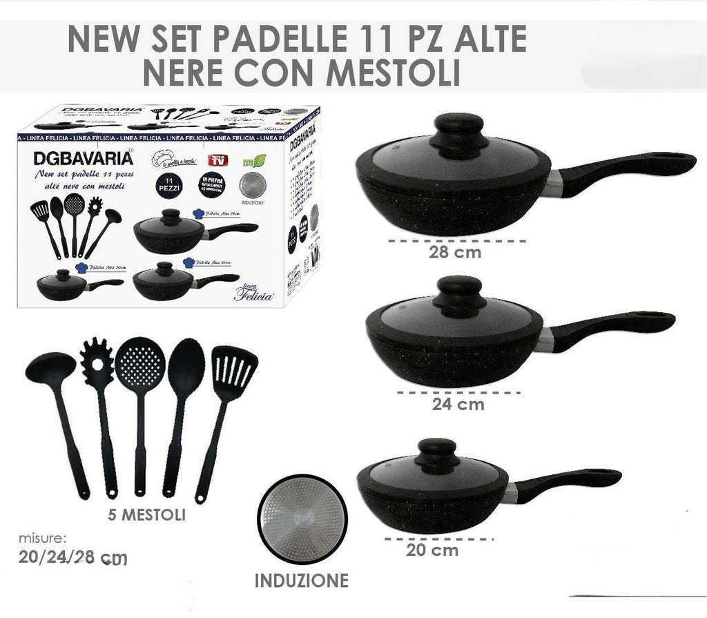 Batteria 11 Pezzi in Pietra Antiaderente – Cucina Senza Attaccare