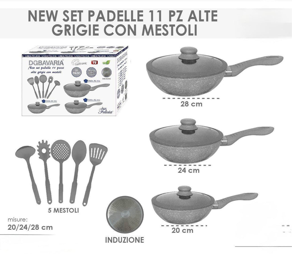 Batteria 11 Pezzi in Pietra Antiaderente – Cucina Senza Attaccare