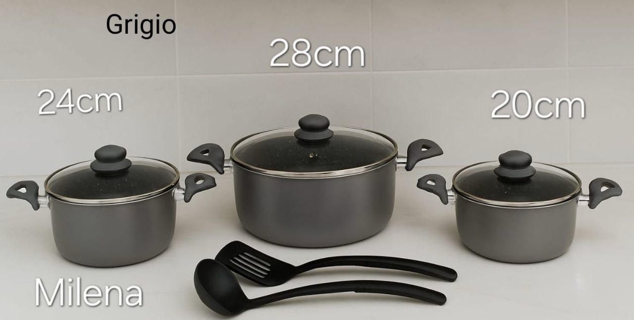 Set 8 Pezzi Casseruole con Coperchi + Paletta e Mestolo – Super Completo