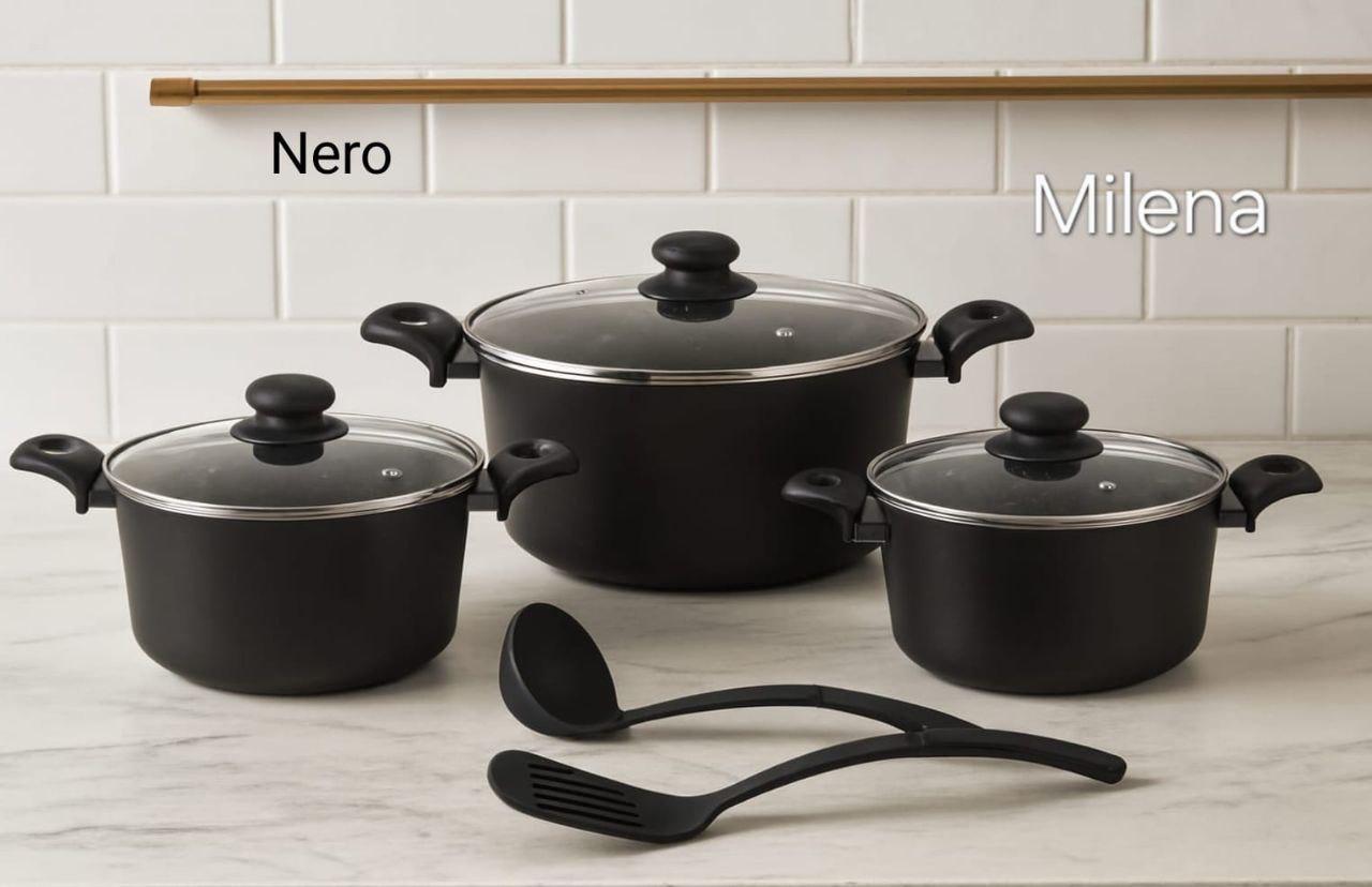 Set 8 Pezzi Casseruole con Coperchi + Paletta e Mestolo – Super Completo