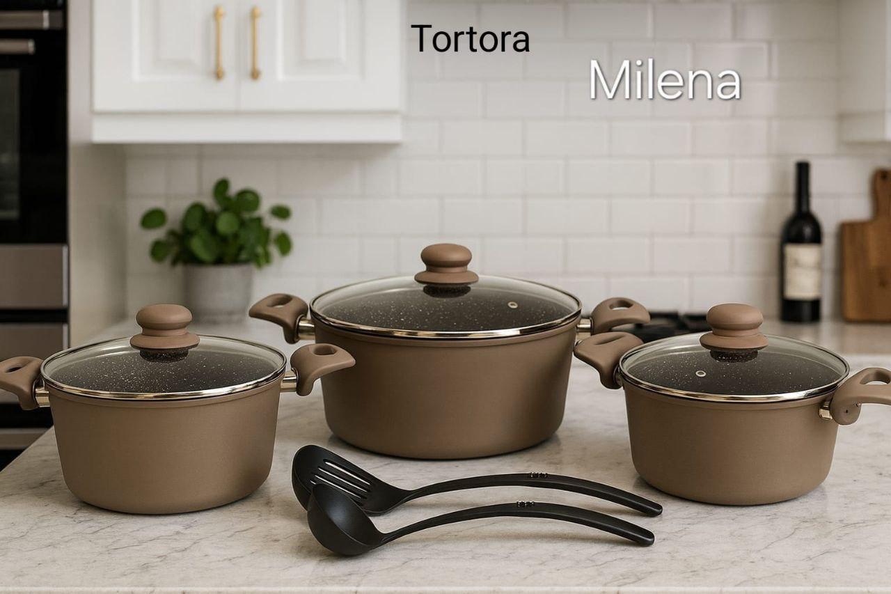 Set 8 Pezzi Casseruole con Coperchi + Paletta e Mestolo – Super Completo