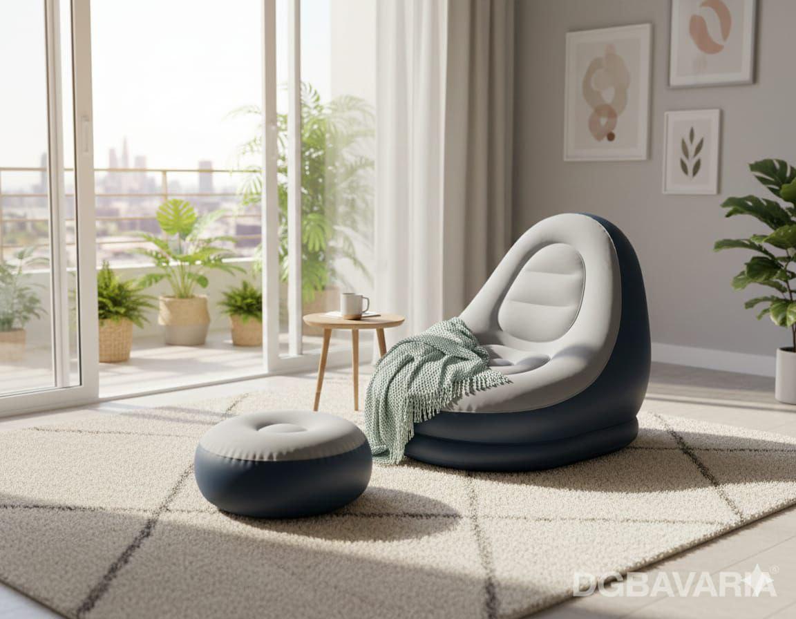 Poltrona Gonfiabile con Pouf Coordinato – Relax Portatile