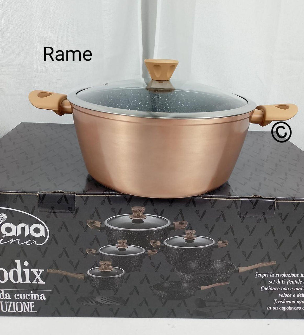 BATTERIA 15 PEZZI IN PIETRA LAVICA ANTIADERENTE