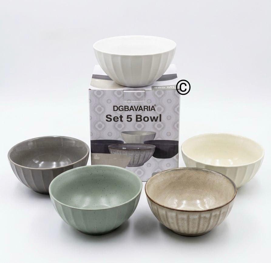 Ciotole in Ceramica (Set da 5) – Perfette per Colazione, Snack e Dessert