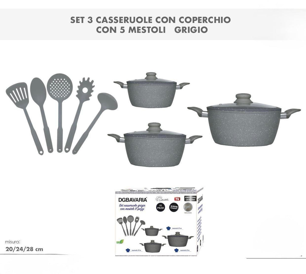 Set Casseruole 11 Pezzi + 5 Mestoli – Il Kit Completo per la Tua Cucina