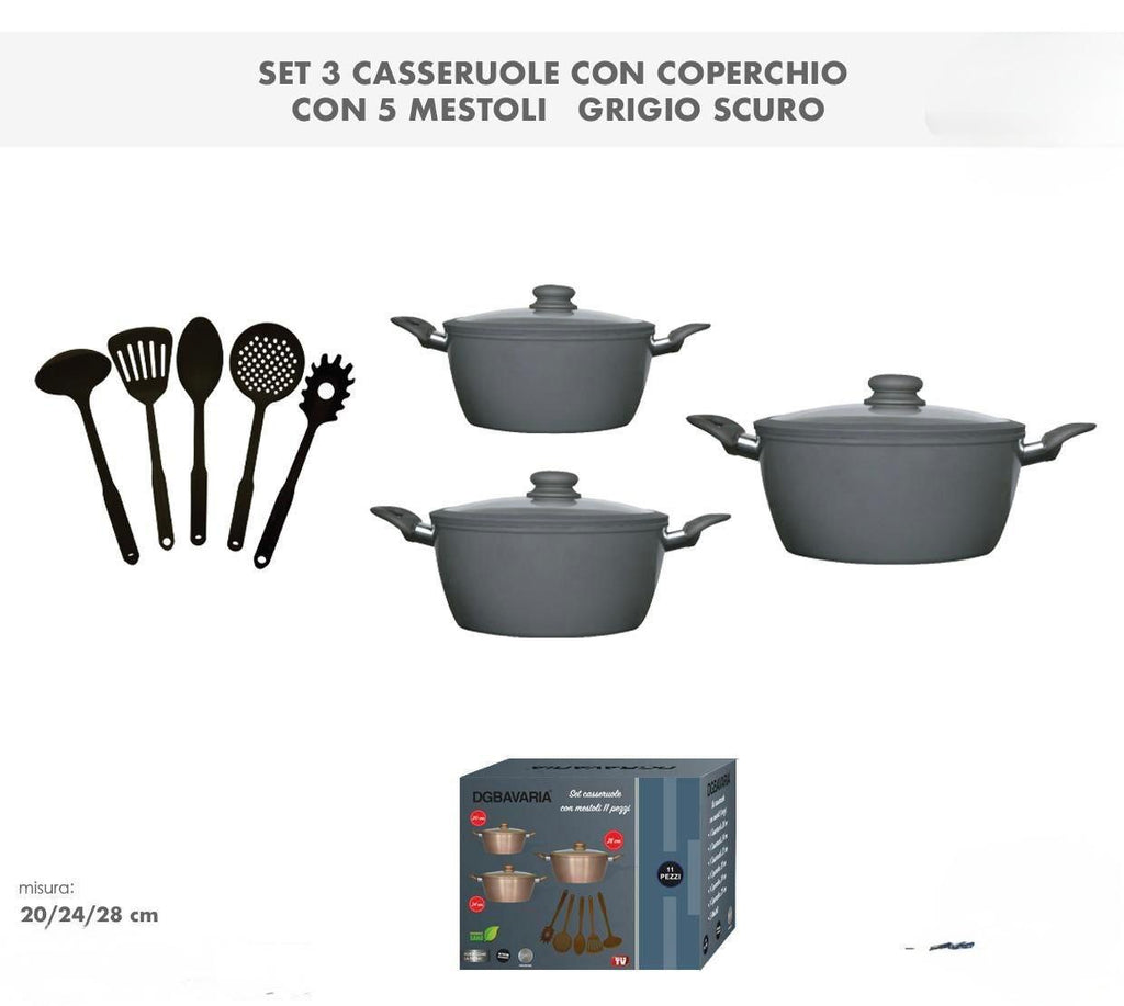 Set Casseruole 11 Pezzi + 5 Mestoli – Il Kit Completo per la Tua Cucina