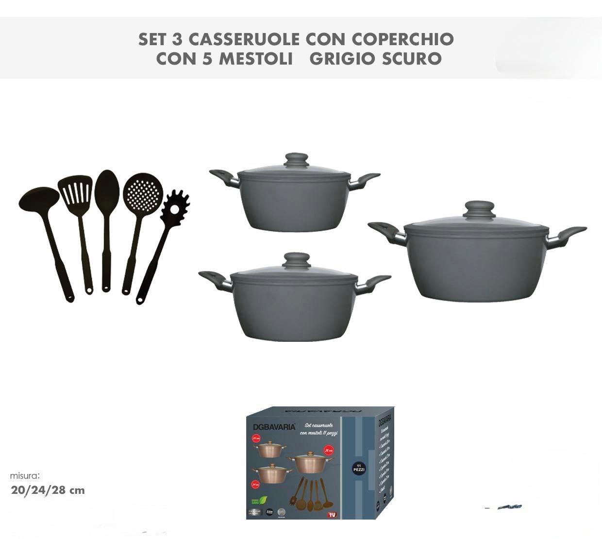Set Casseruole 11 Pezzi + 5 Mestoli – Il Kit Completo per la Tua Cucina