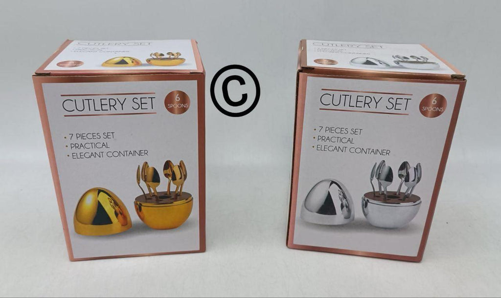 Set 6 Cucchiai in Acciaio +Coppetta Portante  – Eleganza e Resistenza per la Tua Tavola