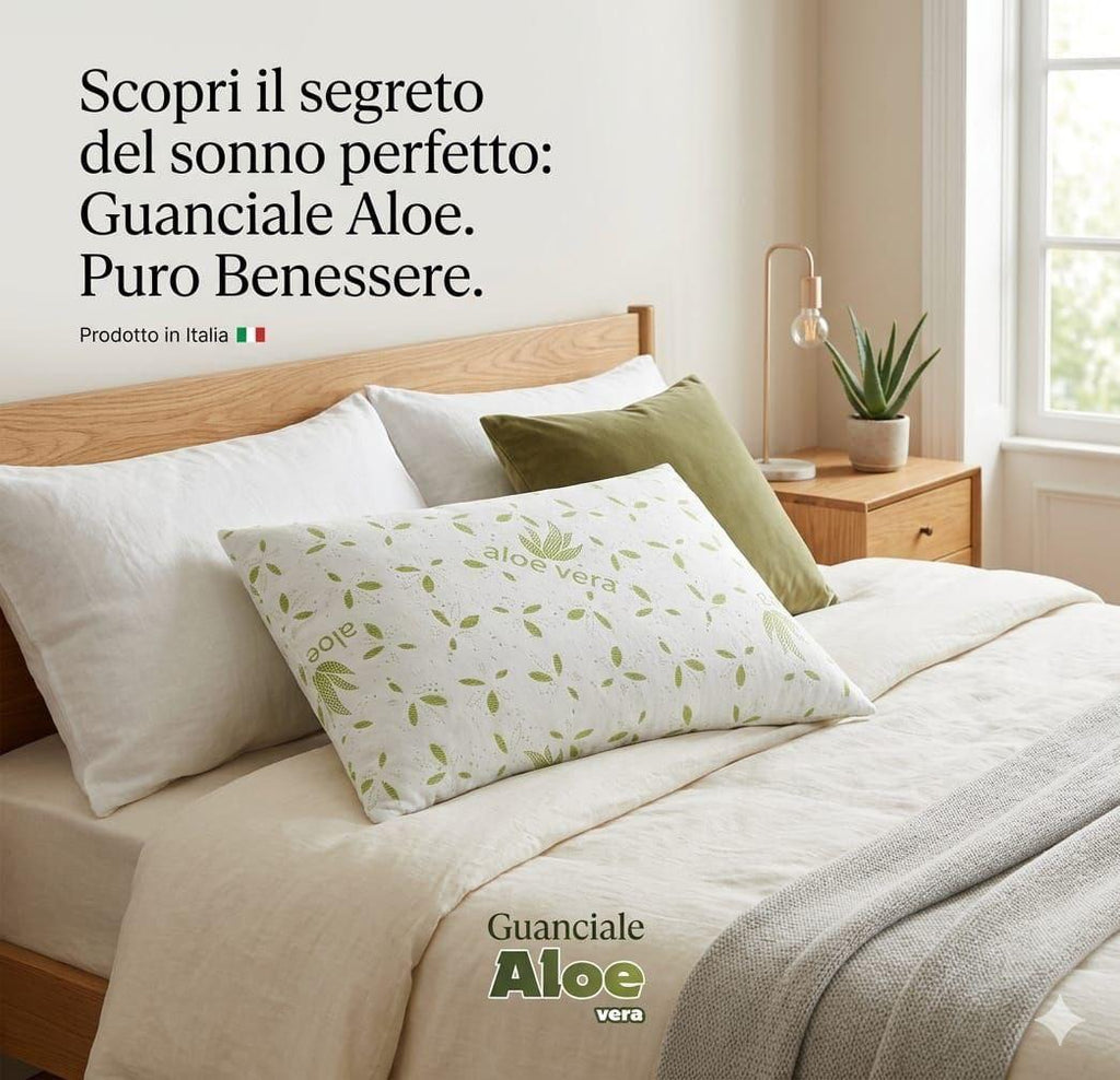 Guanciale Aloe Vera – Cuscino Anallergico, Morbido e Traspirante per un Sonno Rigenerante