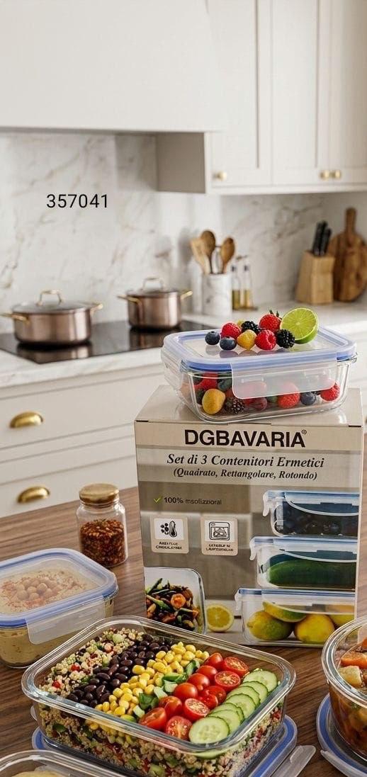 Set 3 Contenitori Rettangolari con Coperchio Ermetico – Conservazione Perfetta e Massima Freschezza