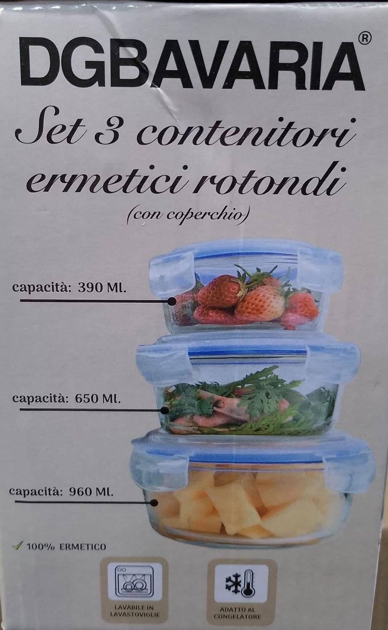 Set 3 Contenitori Rotondi con Coperchio Ermetico – Freschezza e Ordine in Cucina