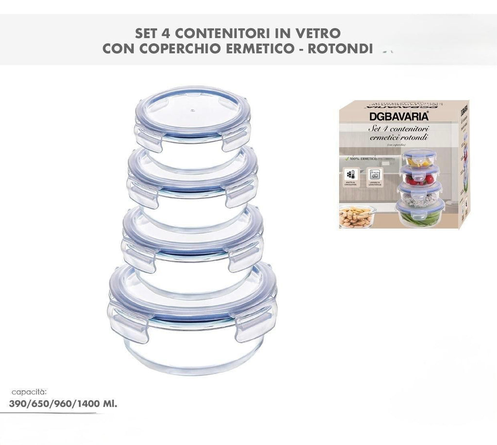 Set 4 Contenitori Ermetici Rotondi – Freschezza Garantita Più a Lungo