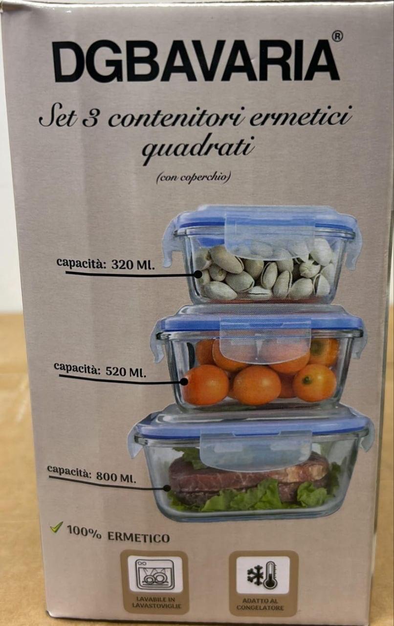 Contenitori Ermetici Quadrati (Set da 3) – Ordine e Conservazione Perfetta