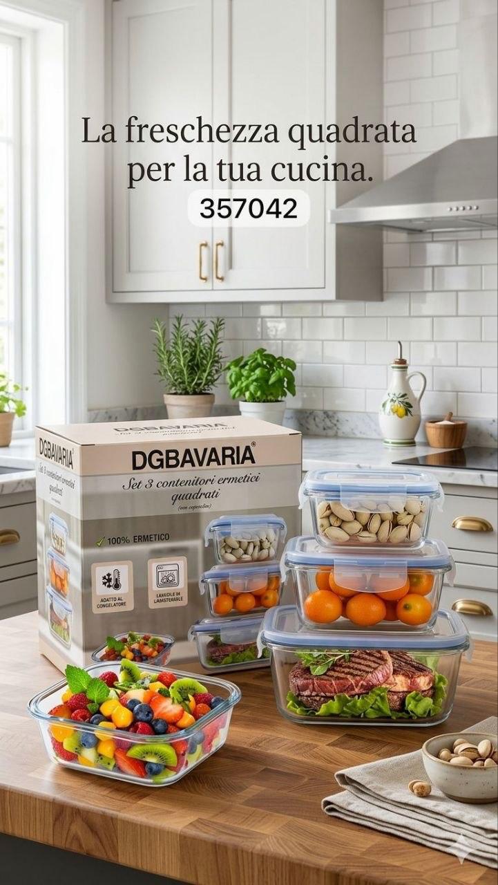 Contenitori Ermetici Quadrati (Set da 3) – Ordine e Conservazione Perfetta