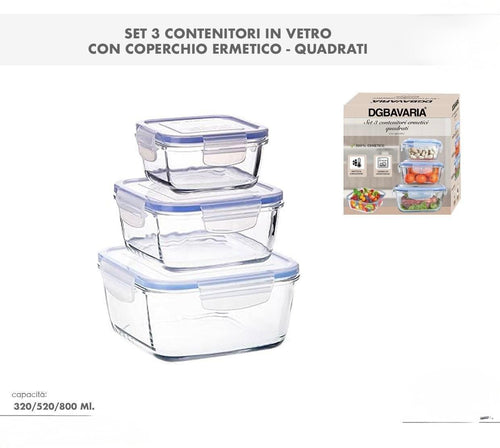Contenitori Ermetici Quadrati (Set da 3) – Ordine e Conservazione Perfetta
