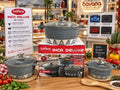 Set Pentole 6 Pezzi Bavaria Inca Deluxe in Alluminio Forgiato Antiadderente Effetto Pietra – Fondo Induzione con Coperchi in Vetro (Disponibile in Grigio e Nero)