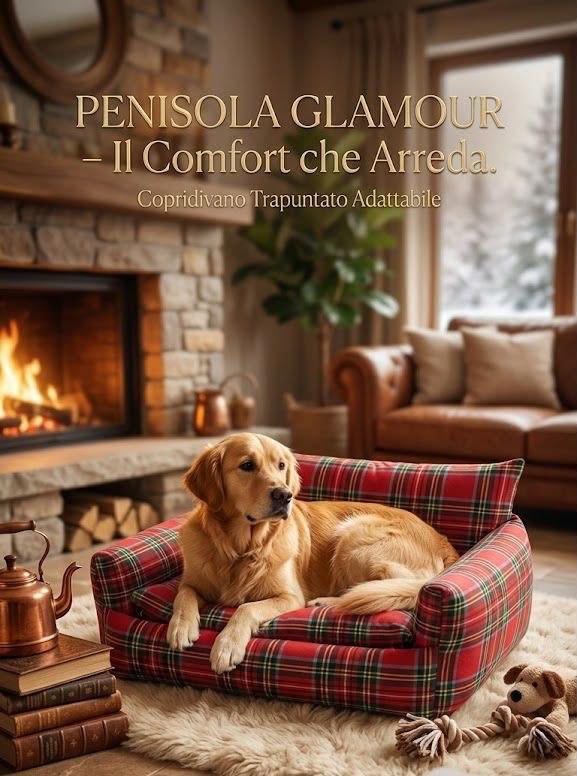 Cuccia Divanetto per Cani e Gatti in Stile Scozzese Tartan con Cuscino Estraibile – Imbottitura Maxi Alta Resistenza (Prodotto Artigianale Italiano)