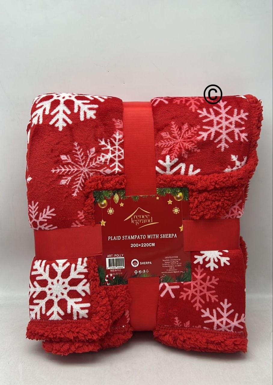 Plaid Matrimoniale Natalizio 200x220cm Renée Legrand con Rivestimento Termico Sherpa Agnellato – Coperta Divano e Letto Super Soffice e Calda