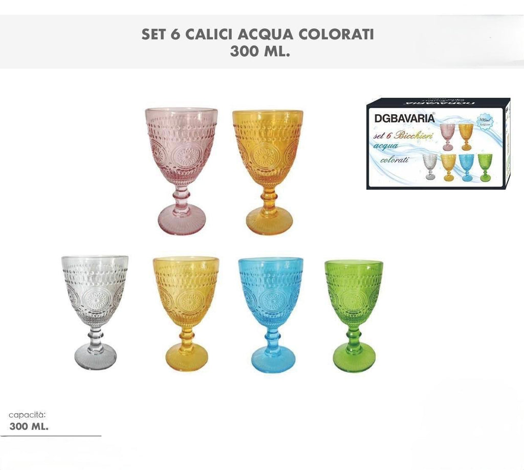 Set 6 Calici Acqua Colorati – Eleganza e Vivacità per la Tua Tavola